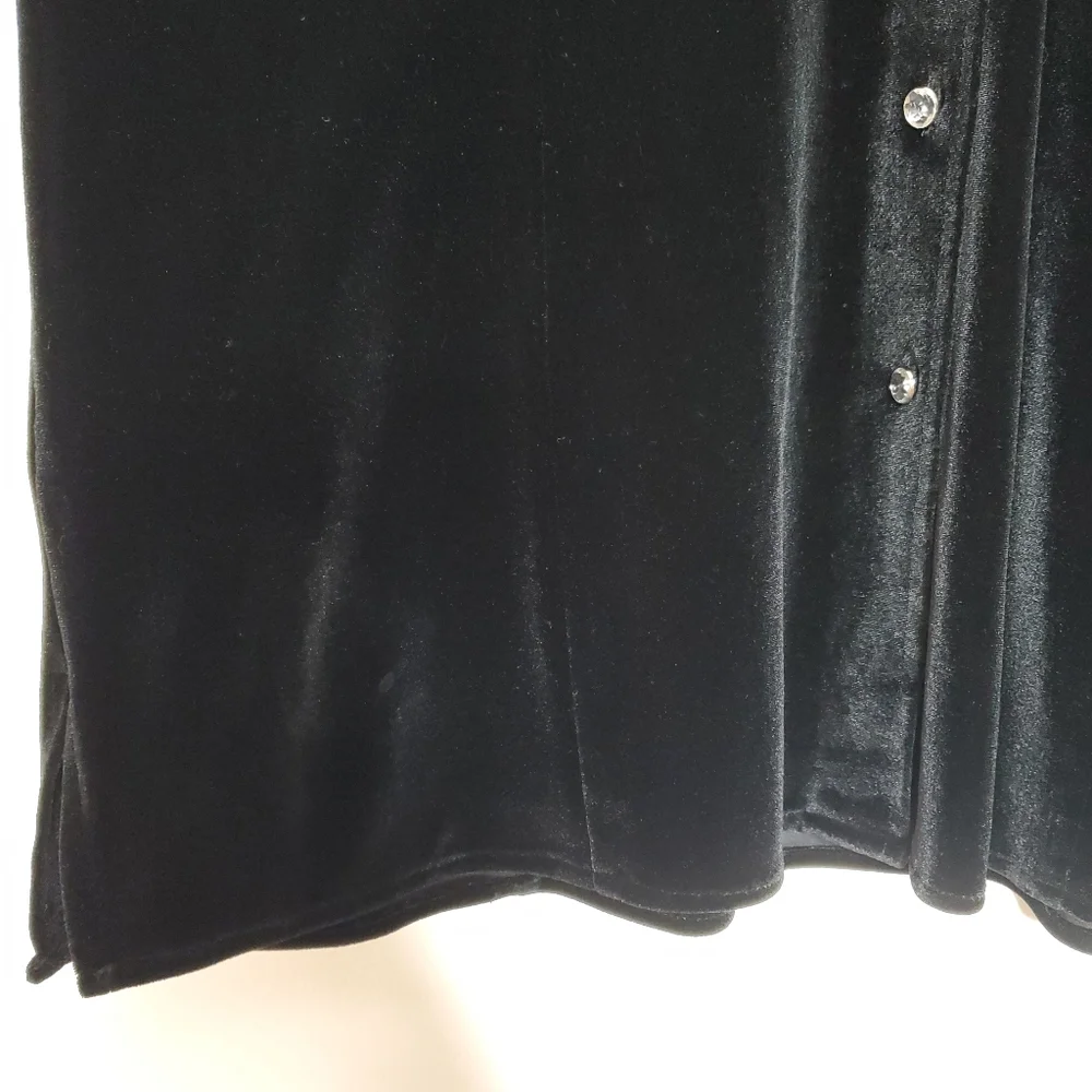 Vintage Quacker factory Velvet Shirt Sz XL Minimalist Velour Dark Academia Goth - Picture 10 of 11